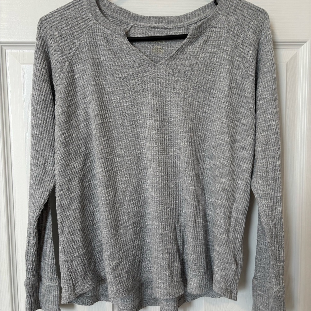 American Eagle Outfitters Textured Gray Knit Top